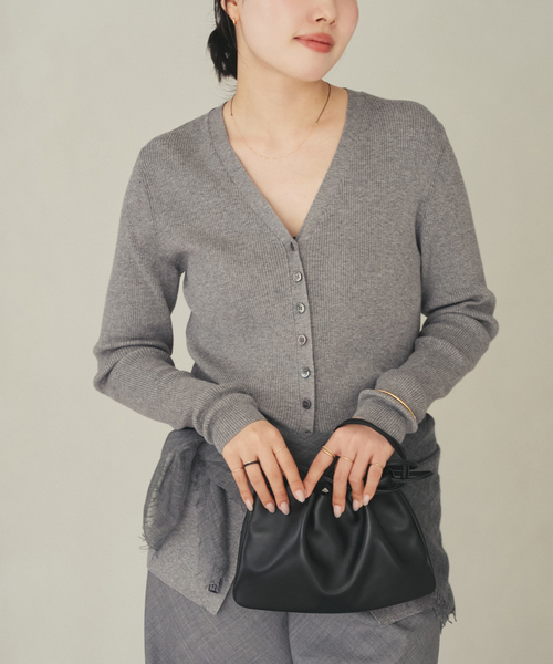 plage（プラージュ）の「《追加》floche rib カーディガン（カーディガン/ボレロ・レディース・チャコールグレー/アイボリー・FREE）」の5枚目の写真