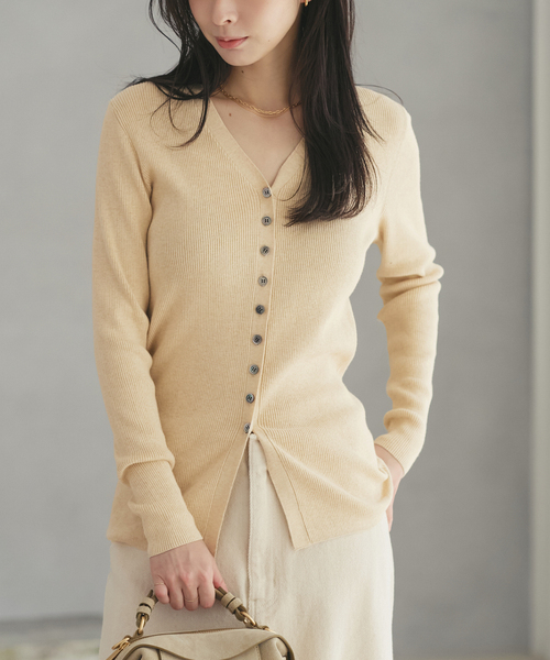 plage（プラージュ）の「《追加》floche rib カーディガン（カーディガン/ボレロ・レディース・チャコールグレー/アイボリー・FREE）」の11枚目の写真