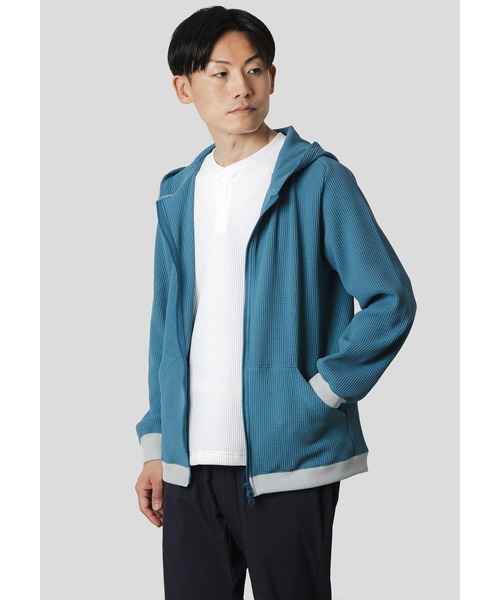 narifuri（ナリフリ）の「マルチワッフルジップパーカー（パーカー・メンズ・ターコイズブルー/ブラック/チャコール/ライトグレー・SMALL/MEDIUM/LARGE/X-LARGE）」の4枚目の写真