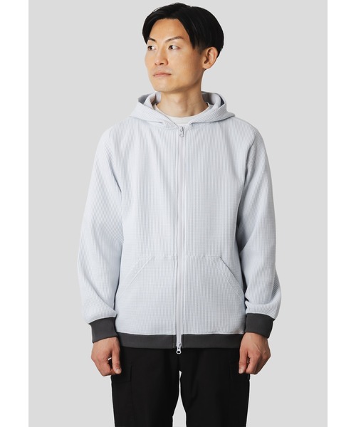 narifuri（ナリフリ）の「マルチワッフルジップパーカー（パーカー・メンズ・ターコイズブルー/ブラック/チャコール/ライトグレー・SMALL/MEDIUM/LARGE/X-LARGE）」の3枚目の写真