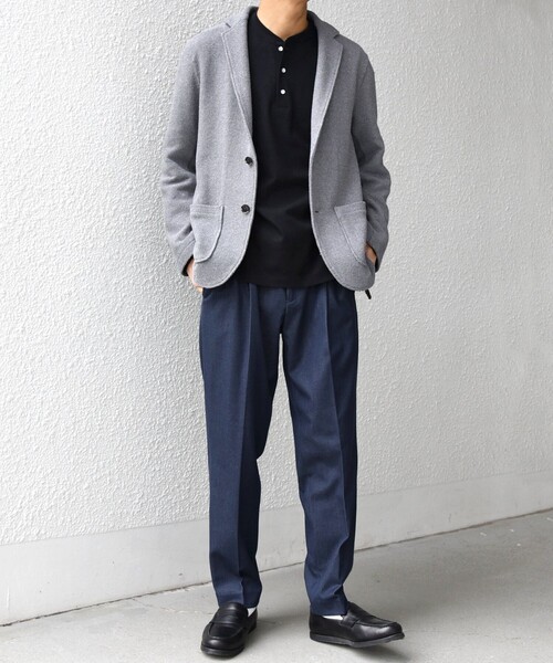 SHIPS any（シップス エニィ）の「SHIPS any:〈洗濯機可能〉TEXBRID(R) リネン混 タックハニカム ニット ジャケット◇（テーラードジャケット・メンズ・ネイビー/チャコールグレー・X-LARGE/LARGE/MEDIUM/SMALL）」の3枚目の写真