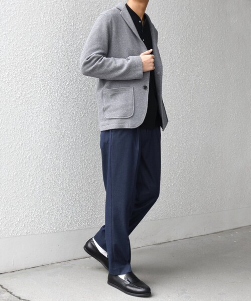 SHIPS any（シップス エニィ）の「SHIPS any:〈洗濯機可能〉TEXBRID(R) リネン混 タックハニカム ニット ジャケット◇（テーラードジャケット・メンズ・ネイビー/チャコールグレー・X-LARGE/LARGE/MEDIUM/SMALL）」の4枚目の写真