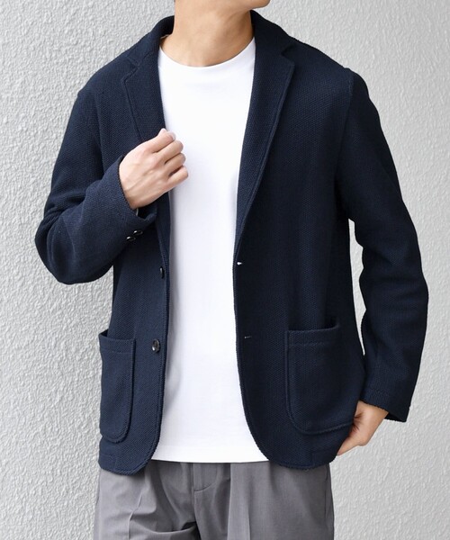 SHIPS any（シップス エニィ）の「SHIPS any:〈洗濯機可能〉TEXBRID(R) リネン混 タックハニカム ニット ジャケット◇（テーラードジャケット・メンズ・ネイビー/チャコールグレー・X-LARGE/LARGE/MEDIUM/SMALL）」の10枚目の写真