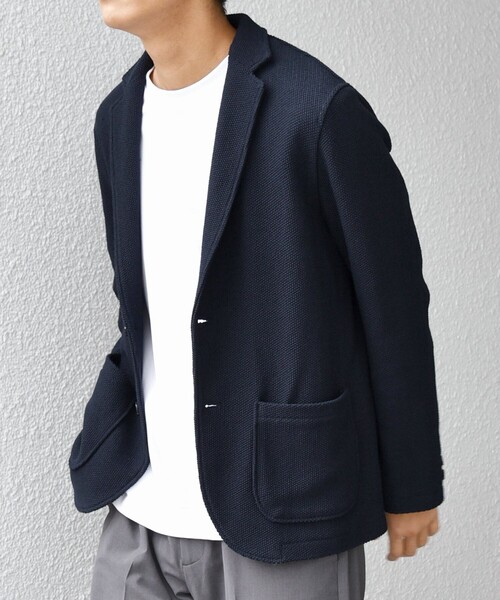 SHIPS any（シップス エニィ）の「SHIPS any:〈洗濯機可能〉TEXBRID(R) リネン混 タックハニカム ニット ジャケット◇（テーラードジャケット・メンズ・ネイビー/チャコールグレー・X-LARGE/LARGE/MEDIUM/SMALL）」の11枚目の写真