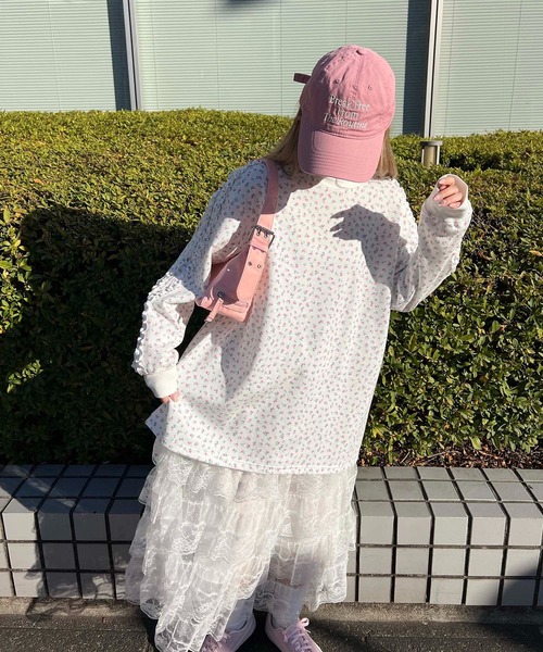 WC（ダブル シー）の「フリルラインリトルフラワーワッフルロンT（Tシャツ/カットソー・レディース・ピンク/サックスブルー・FREE）」の9枚目の写真