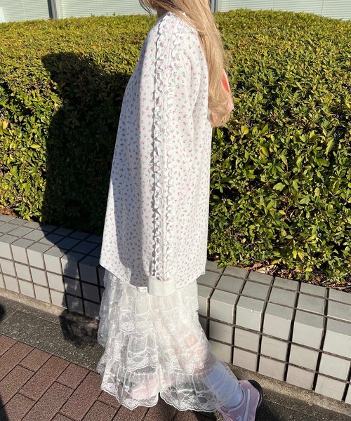 WC（ダブル シー）の「フリルラインリトルフラワーワッフルロンT（Tシャツ/カットソー・レディース・ピンク/サックスブルー・FREE）」の7枚目の写真