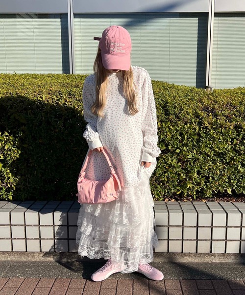 WC（ダブル シー）の「フリルラインリトルフラワーワッフルロンT（Tシャツ/カットソー・レディース・ピンク/サックスブルー・FREE）」の11枚目の写真