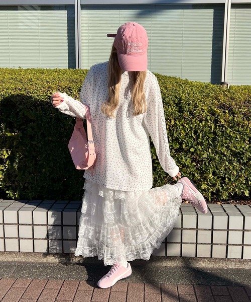 WC（ダブル シー）の「フリルラインリトルフラワーワッフルロンT（Tシャツ/カットソー・レディース・ピンク/サックスブルー・FREE）」の12枚目の写真