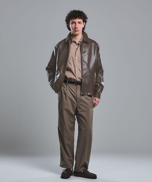 GREEN LABEL RELAXING レザージャケット　極美品 レザーライク ジップ ブルゾン（ブルゾン）｜green label relaxing