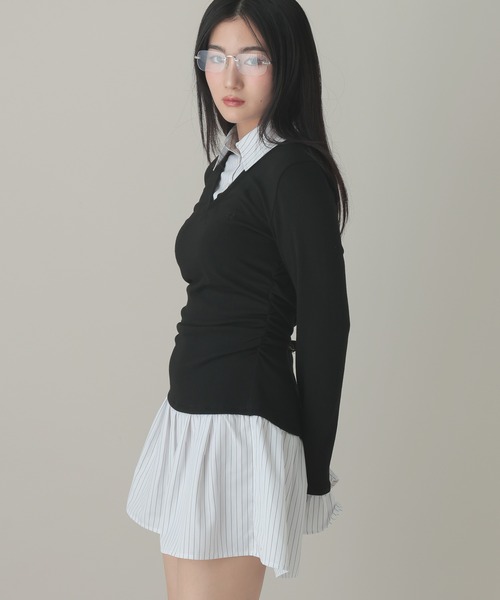 3.3 Field Trip （3.3フィールドトリップ）の「3.3 Field Trip／シャツレイヤードワンピース（シャツワンピース・レディース・グレー/ブラック・SMALL/MEDIUM）」の16枚目の写真