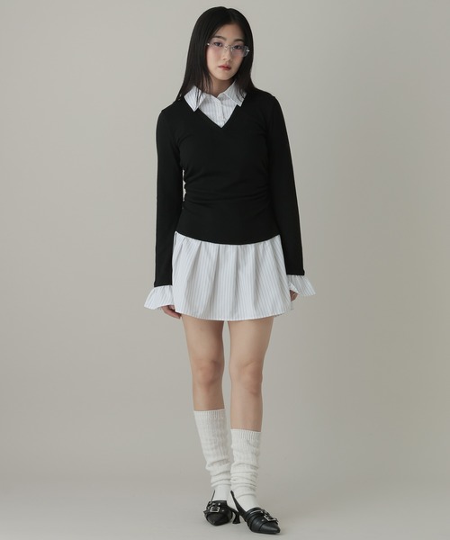 3.3 Field Trip （3.3フィールドトリップ）の「3.3 Field Trip／シャツレイヤードワンピース（シャツワンピース・レディース・グレー/ブラック・SMALL/MEDIUM）」の13枚目の写真