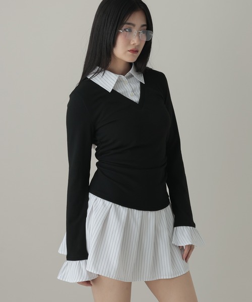 3.3 Field Trip （3.3フィールドトリップ）の「3.3 Field Trip／シャツレイヤードワンピース（シャツワンピース・レディース・グレー/ブラック・SMALL/MEDIUM）」の15枚目の写真