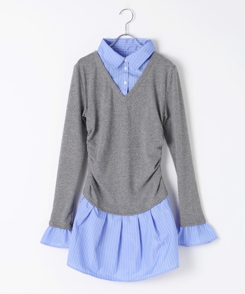 3.3 Field Trip （3.3フィールドトリップ）の「3.3 Field Trip／シャツレイヤードワンピース（シャツワンピース・レディース・グレー/ブラック・SMALL/MEDIUM）」の17枚目の写真