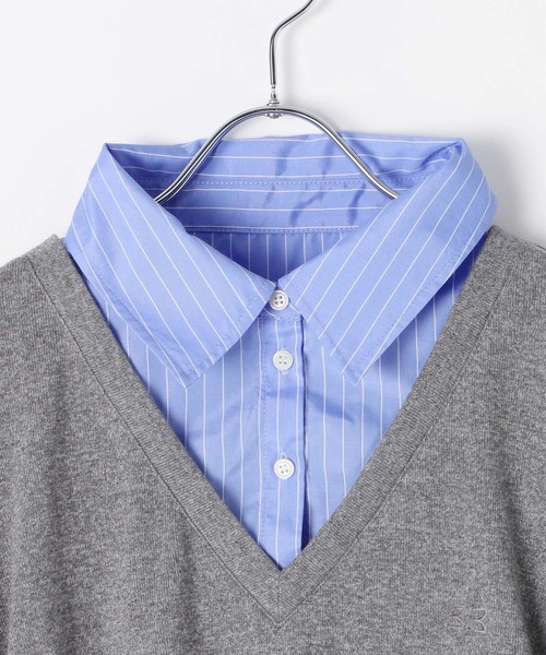 3.3 Field Trip （3.3フィールドトリップ）の「3.3 Field Trip／シャツレイヤードワンピース（シャツワンピース・レディース・グレー/ブラック・SMALL/MEDIUM）」の7枚目の写真