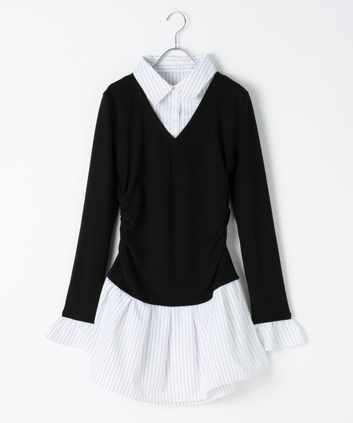 3.3 Field Trip （3.3フィールドトリップ）の「3.3 Field Trip／シャツレイヤードワンピース（シャツワンピース・レディース・グレー/ブラック・SMALL/MEDIUM）」の4枚目の写真