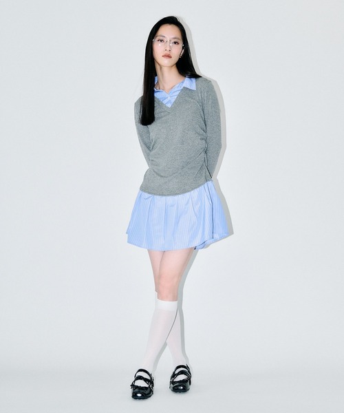 3.3 Field Trip （3.3フィールドトリップ）の「3.3 Field Trip／シャツレイヤードワンピース（シャツワンピース・レディース・グレー/ブラック・SMALL/MEDIUM）」の18枚目の写真