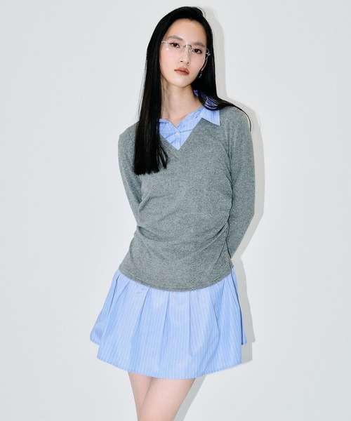 3.3 Field Trip （3.3フィールドトリップ）の「3.3 Field Trip／シャツレイヤードワンピース（シャツワンピース・レディース・グレー/ブラック・SMALL/MEDIUM）」の21枚目の写真