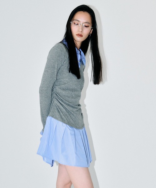 3.3 Field Trip （3.3フィールドトリップ）の「3.3 Field Trip／シャツレイヤードワンピース（シャツワンピース・レディース・グレー/ブラック・SMALL/MEDIUM）」の22枚目の写真