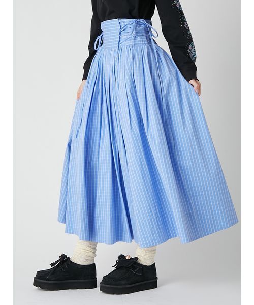 LILY BROWN(リリーブラウン)の「2wayボリュームシャツスカート(スカート・レディース・ブルー/レッド/ベージュ・0/1)」の5枚目の写真