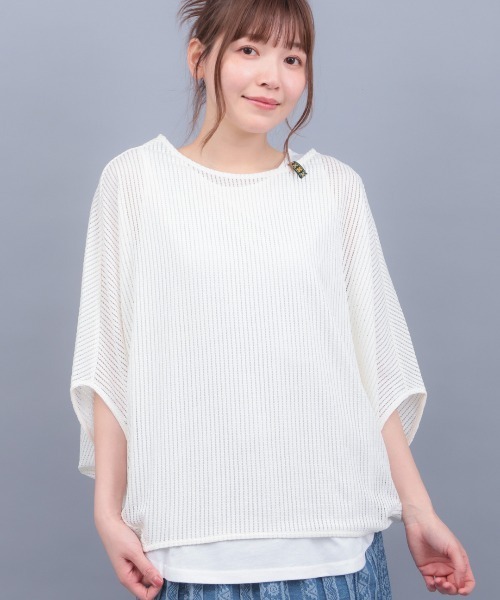 チチカカ(チチカカ)の「メッシュ×タンクセットプルオーバー(Tシャツ/カットソー・レディース・ブラック/カーキ/ホワイト・FREE)」の1枚目の写真