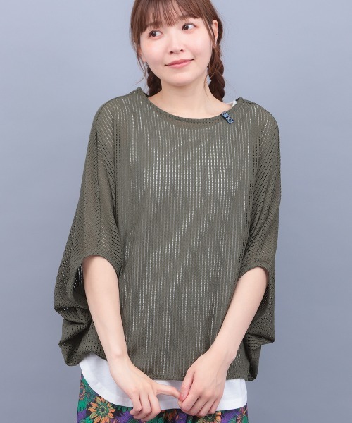 チチカカ(チチカカ)の「メッシュ×タンクセットプルオーバー(Tシャツ/カットソー・レディース・ブラック/カーキ/ホワイト・FREE)」の3枚目の写真