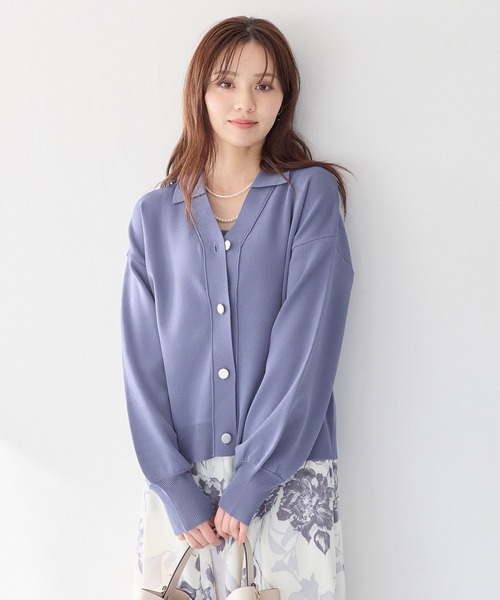 Andemiu（アンデミュウ）の「エリツキキンボタンカーディガン639517（ニット/セーター・レディース・ブラック/ブルーグレー/グレイッシュベージュ・FREE）」の3枚目の写真