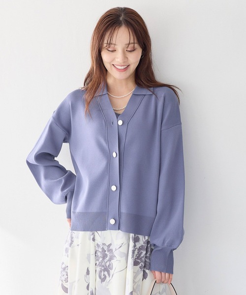 Andemiu（アンデミュウ）の「エリツキキンボタンカーディガン639517（ニット/セーター・レディース・ブラック/ブルーグレー/グレイッシュベージュ・FREE）」の5枚目の写真