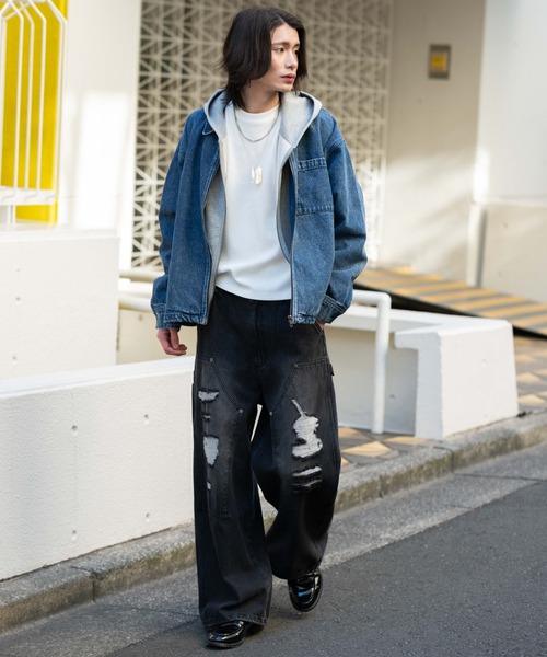 WEGO(ウィゴー)の「WEGO/【26年春夏新作】デニムシャツジャケット(デニムジャケット・メンズ・コバルトブルー/ブラック系3・MEDIUM/LARGE)」の11枚目の写真