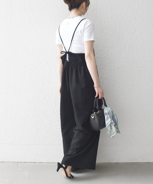 SHIPS any（シップス エニィ）の「SHIPS any:〈洗濯機可能〉ループヤーン イージー ギャザー サロペット（サロペット/オーバーオール・レディース・ブラック/ブラウン・ONE SIZE）」の6枚目の写真