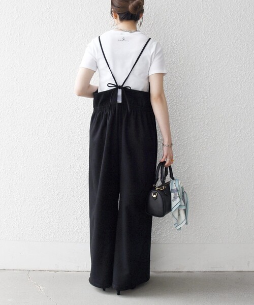 SHIPS any（シップス エニィ）の「SHIPS any:〈洗濯機可能〉ループヤーン イージー ギャザー サロペット（サロペット/オーバーオール・レディース・ブラック/ブラウン・ONE SIZE）」の7枚目の写真