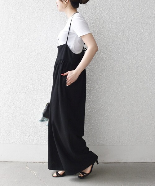 SHIPS any（シップス エニィ）の「SHIPS any:〈洗濯機可能〉ループヤーン イージー ギャザー サロペット（サロペット/オーバーオール・レディース・ブラック/ブラウン・ONE SIZE）」の8枚目の写真