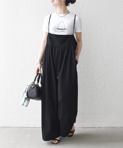 SHIPS any（シップス エニィ）の「SHIPS any:〈洗濯機可能〉ループヤーン イージー ギャザー サロペット（サロペット/オーバーオール・レディース・ブラック/ブラウン・ONE SIZE）」の9枚目の写真