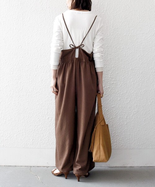 SHIPS any（シップス エニィ）の「SHIPS any:〈洗濯機可能〉ループヤーン イージー ギャザー サロペット（サロペット/オーバーオール・レディース・ブラック/ブラウン・ONE SIZE）」の13枚目の写真