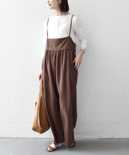 SHIPS any（シップス エニィ）の「SHIPS any:〈洗濯機可能〉ループヤーン イージー ギャザー サロペット（サロペット/オーバーオール・レディース・ブラック/ブラウン・ONE SIZE）」の14枚目の写真