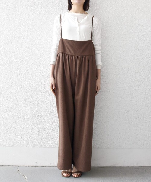 SHIPS any（シップス エニィ）の「SHIPS any:〈洗濯機可能〉ループヤーン イージー ギャザー サロペット（サロペット/オーバーオール・レディース・ブラック/ブラウン・ONE SIZE）」の16枚目の写真