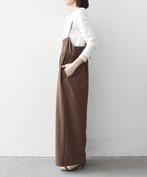 SHIPS any（シップス エニィ）の「SHIPS any:〈洗濯機可能〉ループヤーン イージー ギャザー サロペット（サロペット/オーバーオール・レディース・ブラック/ブラウン・ONE SIZE）」の17枚目の写真