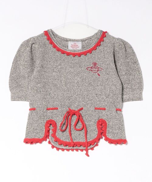 VivienneWestwood★ボレロ風　カーキニット ﾘﾕｰｽｺｯﾄﾝﾆｯﾄﾊﾟﾈﾙｶﾗｰｶｰﾃﾞｨｶﾞﾝ（カーディガン/ボレロ）｜Vivienne