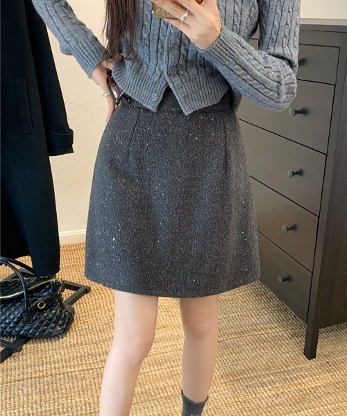 Miniministore(ミニミニストア)の「ミニスカート レディース キラキラ 秋冬(スカート・レディース・チャコールグレー/ブラック・M/S/L)」の8枚目の写真