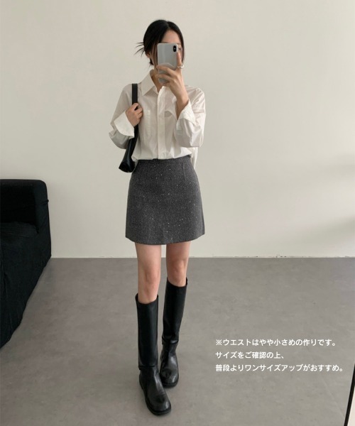 Miniministore(ミニミニストア)の「ミニスカート レディース キラキラ 秋冬(スカート・レディース・チャコールグレー/ブラック・M/S/L)」の12枚目の写真
