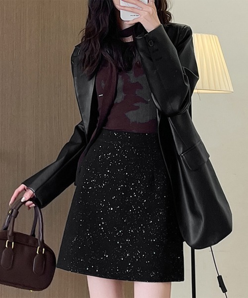 Miniministore(ミニミニストア)の「ミニスカート レディース キラキラ 秋冬(スカート・レディース・チャコールグレー/ブラック・M/S/L)」の13枚目の写真