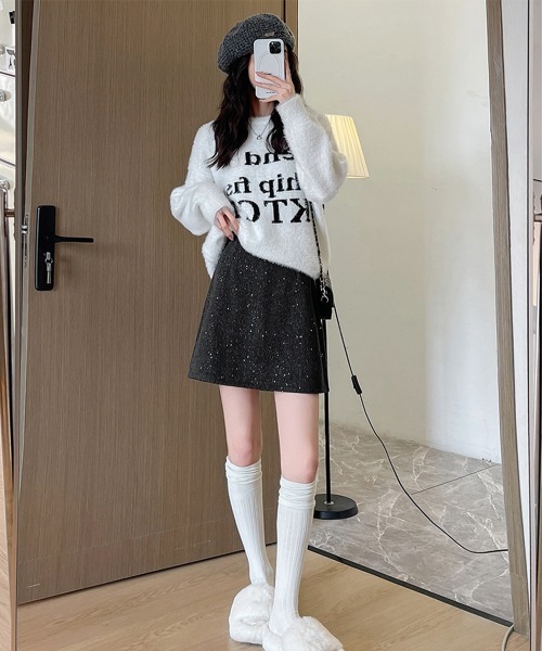 Miniministore(ミニミニストア)の「ミニスカート レディース キラキラ 秋冬(スカート・レディース・チャコールグレー/ブラック・M/S/L)」の15枚目の写真