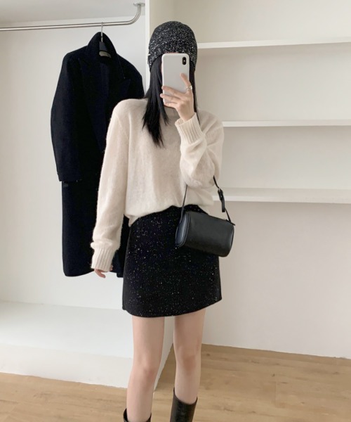 Miniministore(ミニミニストア)の「ミニスカート レディース キラキラ 秋冬(スカート・レディース・チャコールグレー/ブラック・M/S/L)」の20枚目の写真