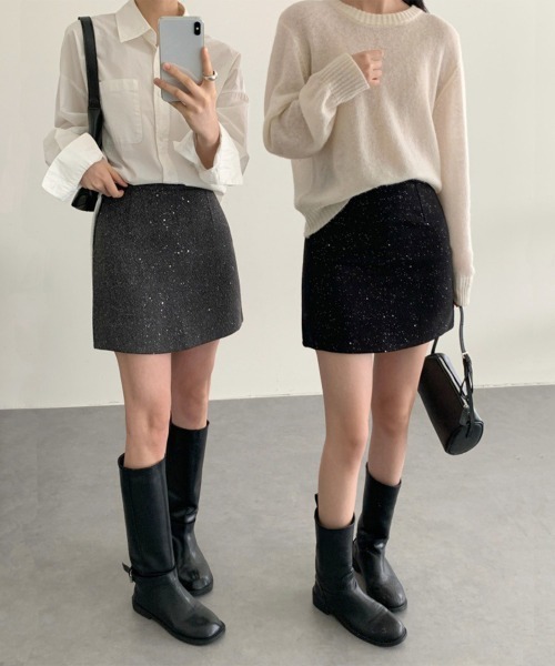 Miniministore(ミニミニストア)の「ミニスカート レディース キラキラ 秋冬(スカート・レディース・チャコールグレー/ブラック・M/S/L)」の21枚目の写真