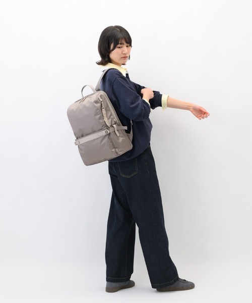 W&.Day/Night（ダブルアンド デイナイト）の「リュックサック リッカ スクエアリュック２ 21L B4サイズ 15.6インチPC ボトルホルダー 19153（バックパック/リュック・レディース・アッシュブラウン/ブラック/スモークピンク・FREE）」の13枚目の写真