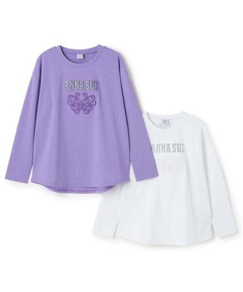 ANNA SUI mini(アナスイ・ミニ)の「【親子リンク】蝶ロゴ長袖Tシャツ【接触冷感・UVカット】(Tシャツ/カットソー・キッズ・ホワイト/パープル・140cm/150cm/130cm/120cm/160cm)」の10枚目の写真