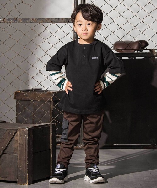 WASK（ワスク）の「ロゴ刺しゅうストレッチツイルジャガーパンツ（その他パンツ・キッズ・ブラウン/ブラック・160cm/140cm/150cm）」の5枚目の写真