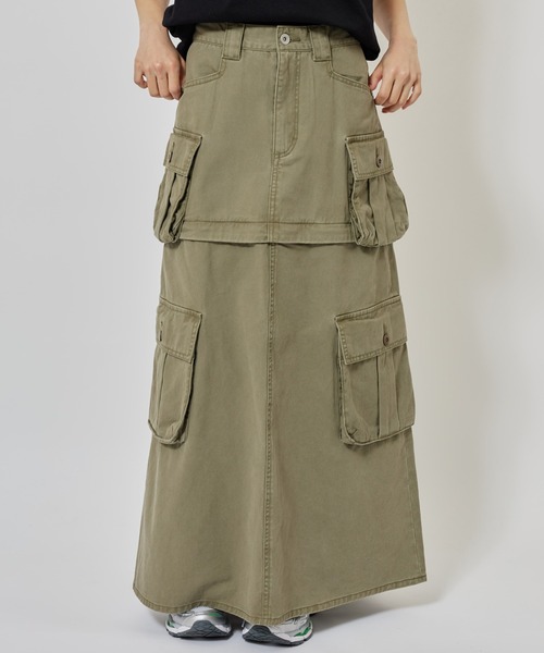 atmos pink（アトモスピンク）の「atmos pink 2way Military Skirt / アトモス ピンク 2ウェイ ミリタリー スカート（スカート・レディース・オリーブ/ピンク・M/S）」の14枚目の写真