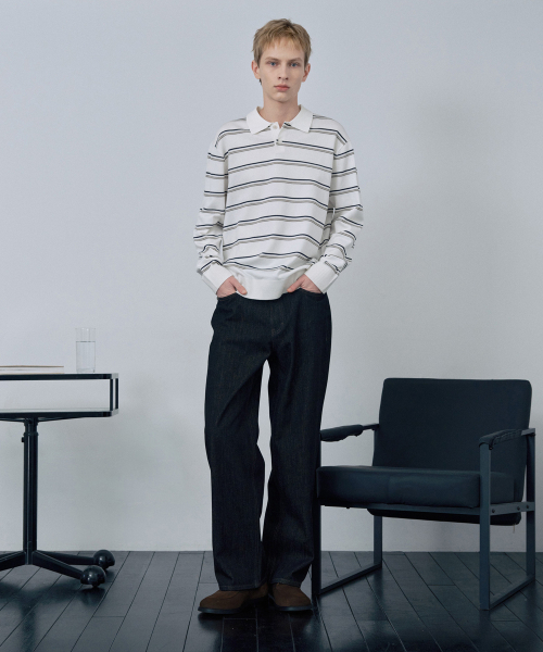 MINDBRIDGE（マインドブリッジ）の「[COUTURE]ストライプセミオーバーフィットカラーニット（ニット/セーター・メンズ・アイボリー・100/110/95/105）」の5枚目の写真