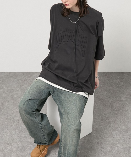 Alfred Alex（アルフレッドアレックス）の「【Alfred Alex】Vintage Embossed Oversized Tee / ヴィンテージライク エンボス オーバーサイズ Tシャツ（Tシャツ/カットソー・メンズ・ワイン/ブラック/グレイッシュブルー/ブラック系・L/M）」の21枚目の写真