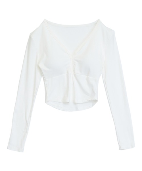 ANAP（アナップ）の「VネックぴたっとロングTシャツ（Tシャツ/カットソー・レディース・ホワイト/ブラック・F）」の8枚目の写真
